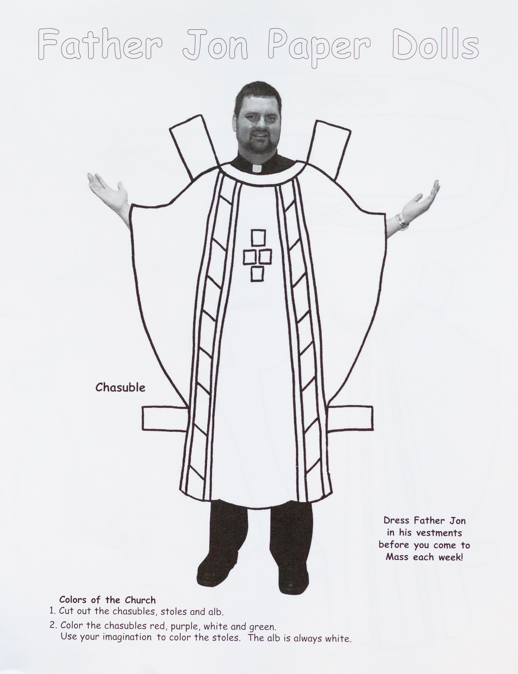 Priest Paper Doll With Vestments